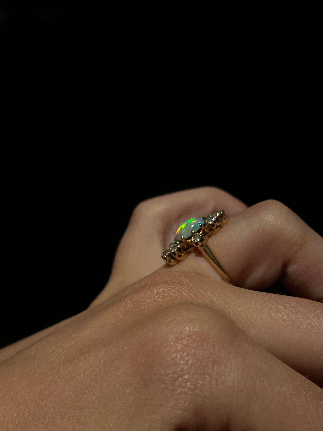 Outstanding Victorian Opal and Diamond Ring in 14ct