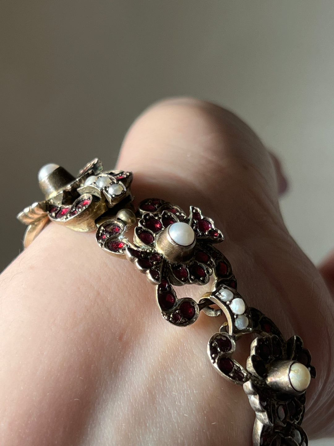 Garnet and Pearl Bracelet of Austro- Hungarian Origin