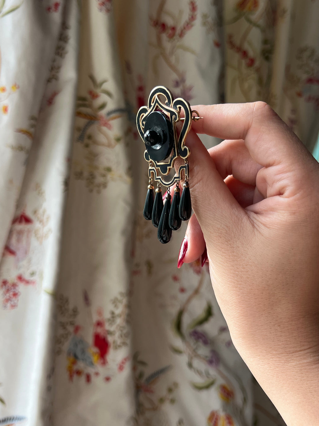 Mint in Box Onyx And Black Enamel Demi Parure Circa 1860 American