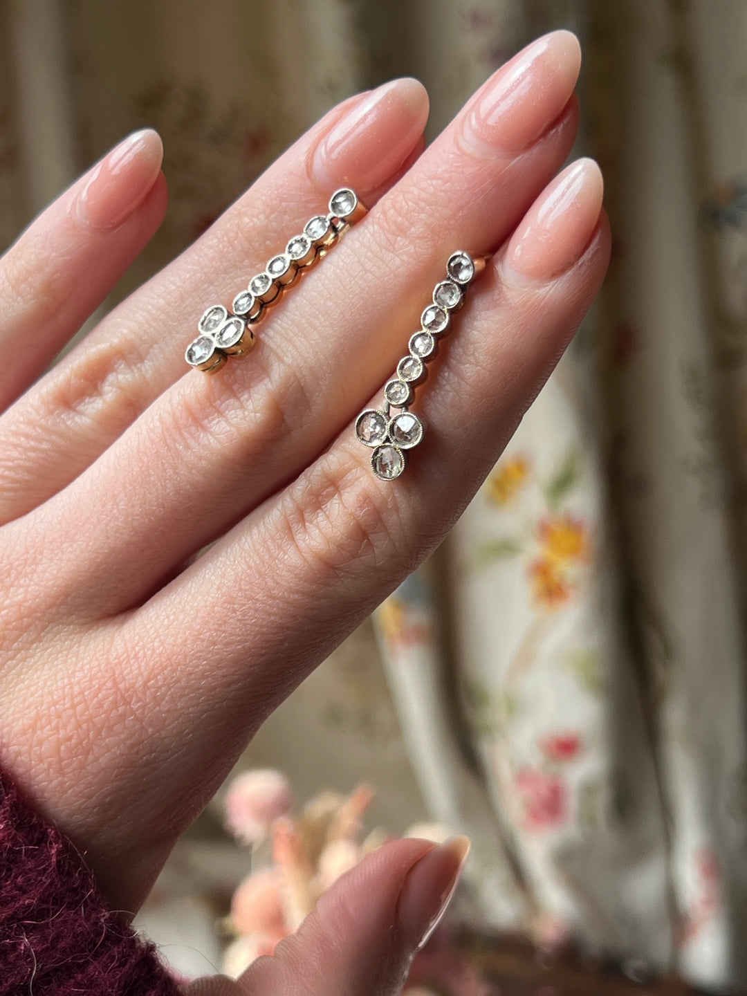 18ct Belle Époque Rose-Cut Diamond Drop Earrings