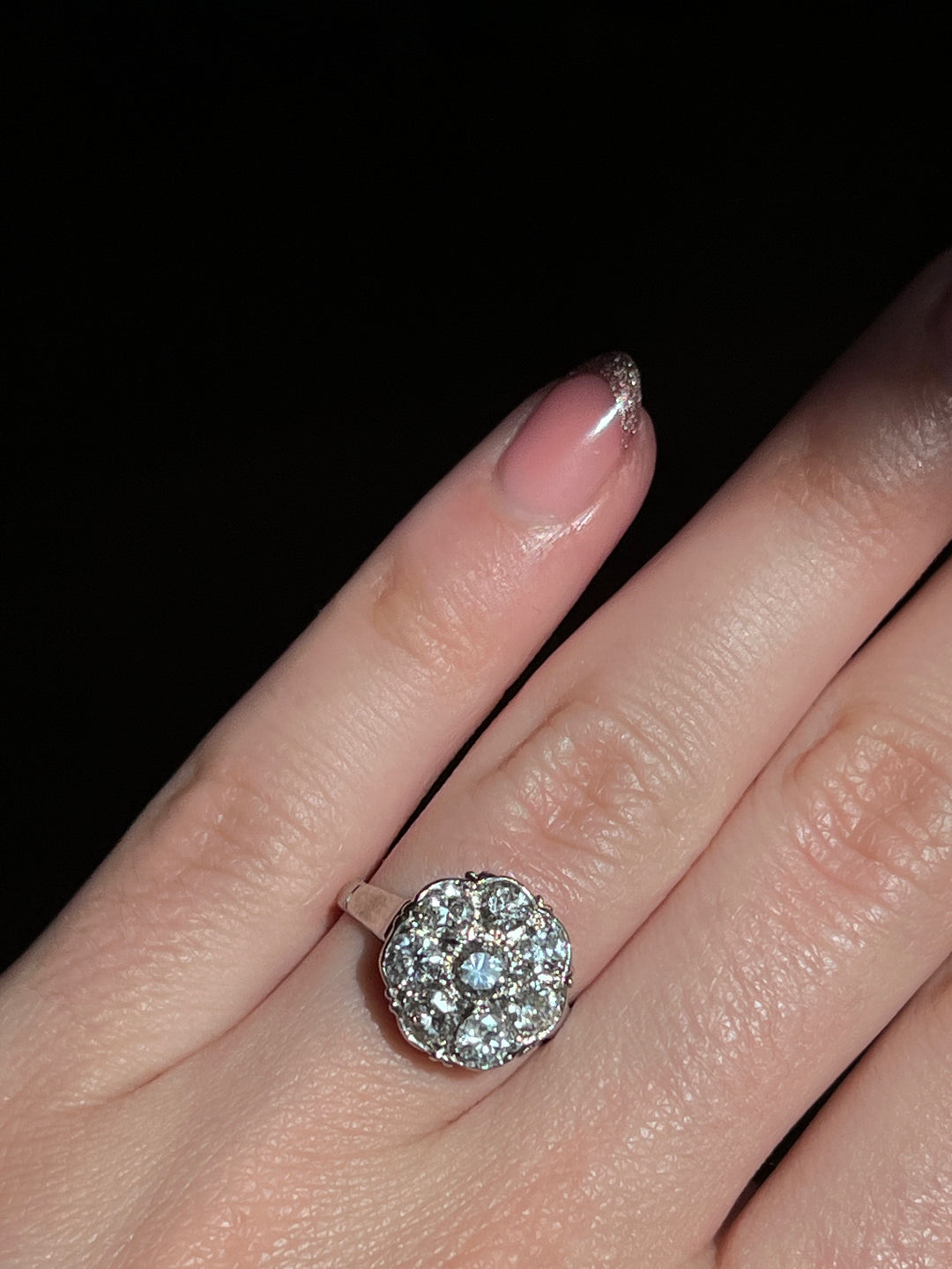 Gorgeous Post Deco Platinum and Diamond Daisy Ring