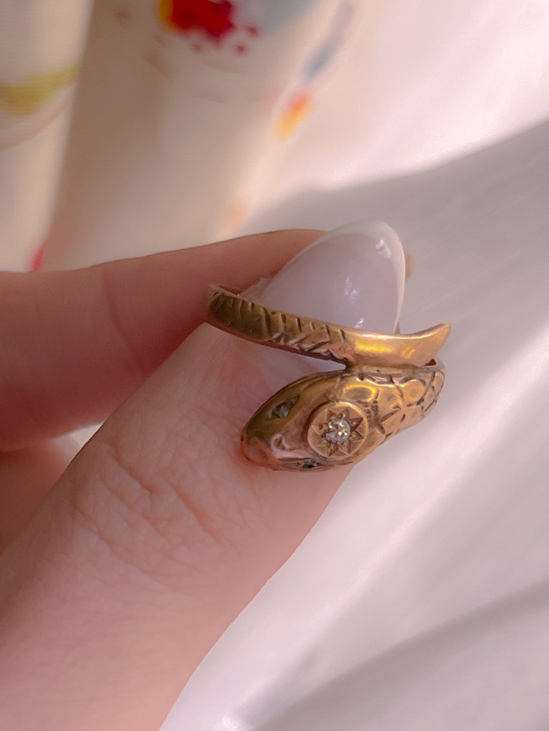 Gorgeous 9k Serpent With Diamond Head & Eyes