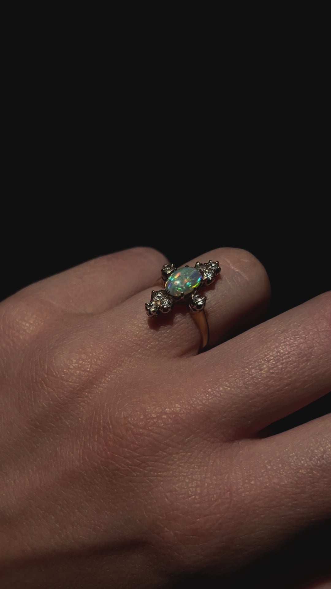 Outstanding Victorian Opal and Diamond Ring in 14ct