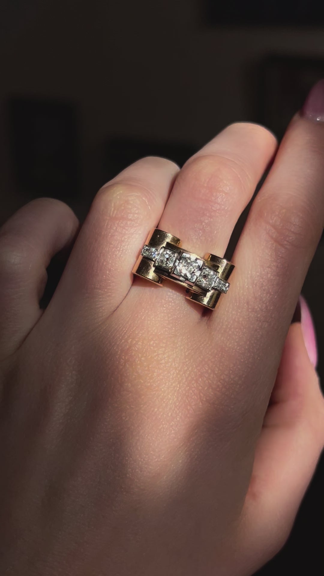Post Deco French Diamond and 18ct Ring Circa 1940