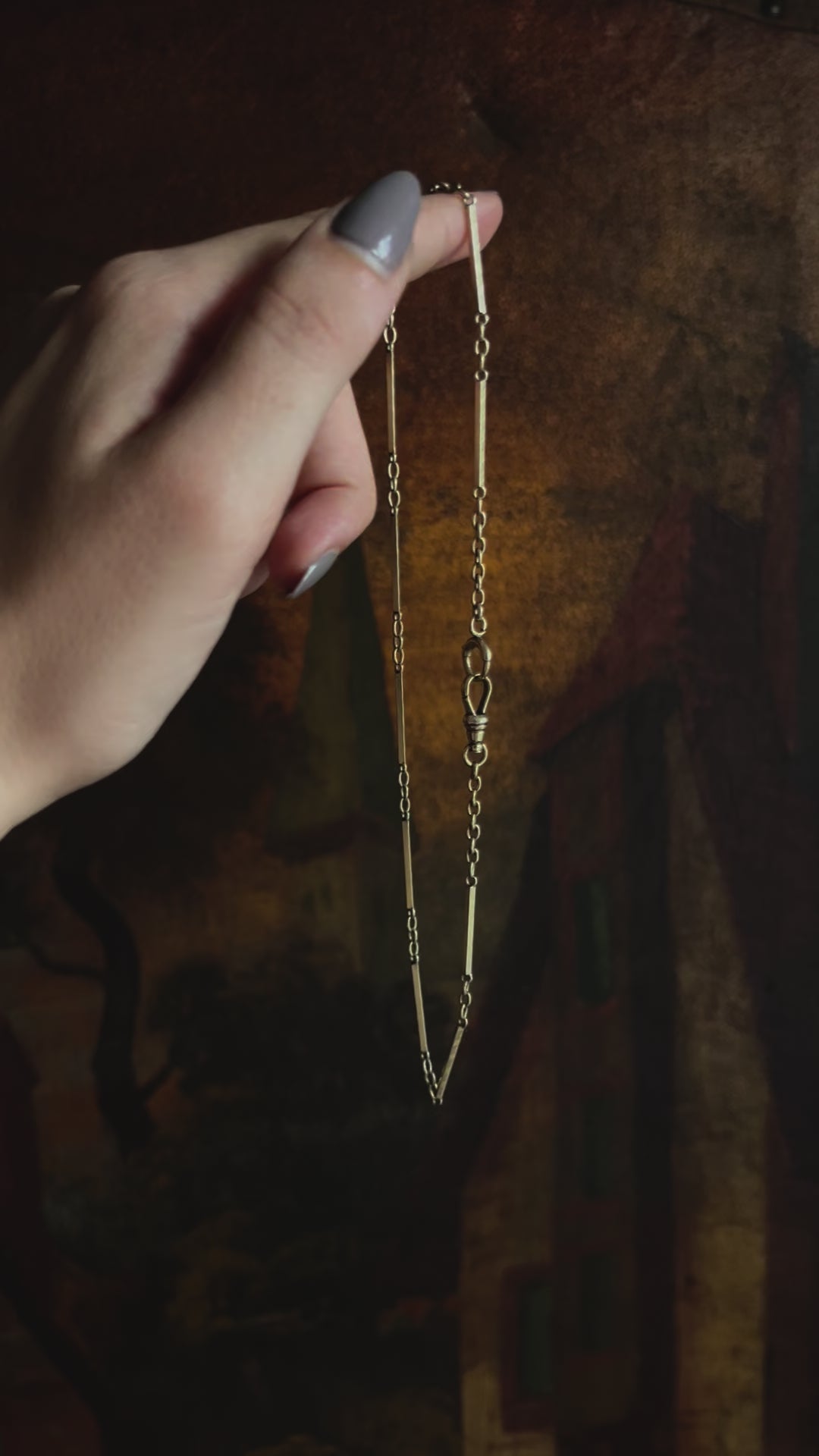 Late 19th Century 14ct Watch Chain with Ribbon Etching