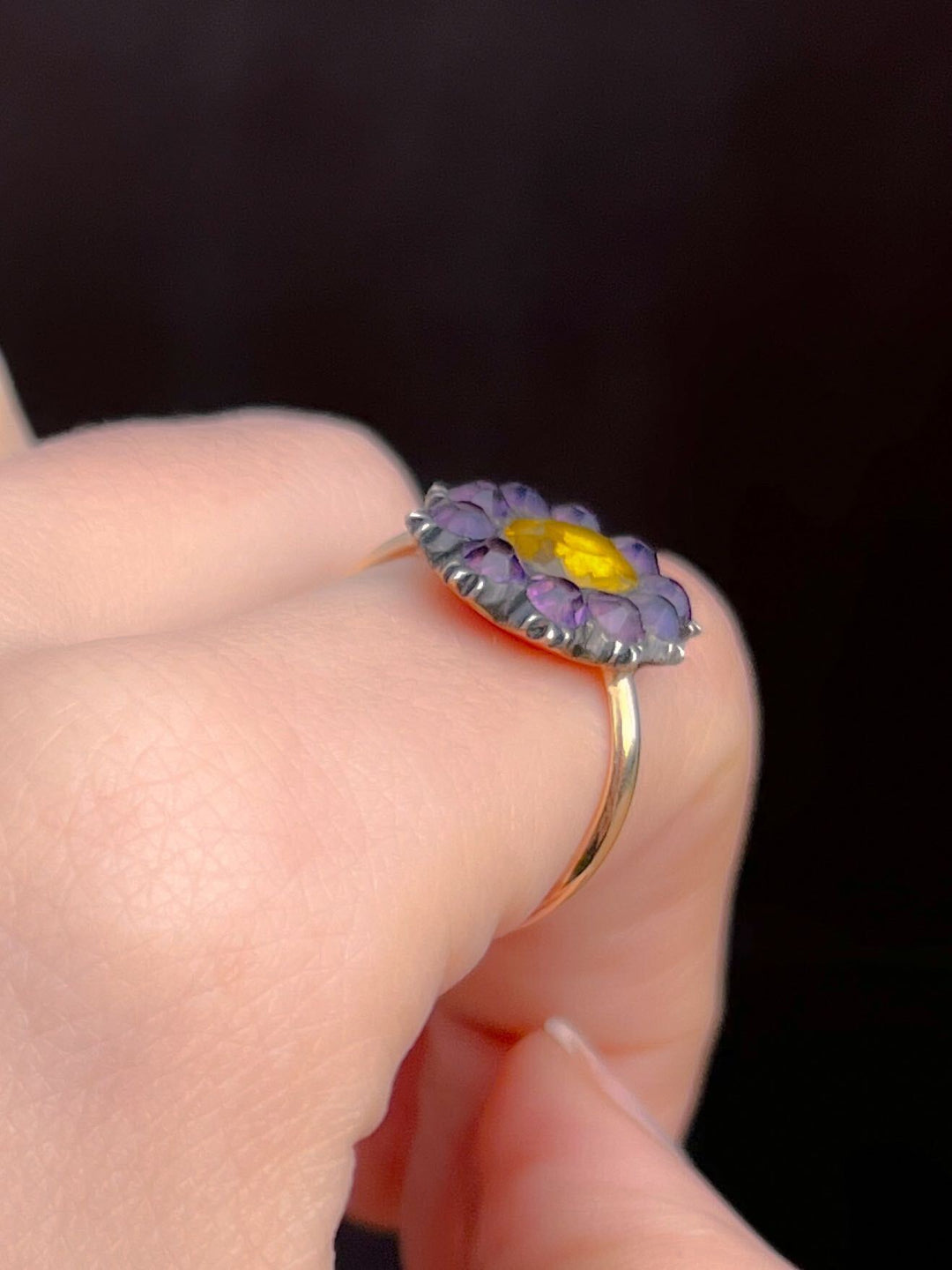 Harlequin Paste Georgian Conversion Ring (Amethyst and Citrine Paste)