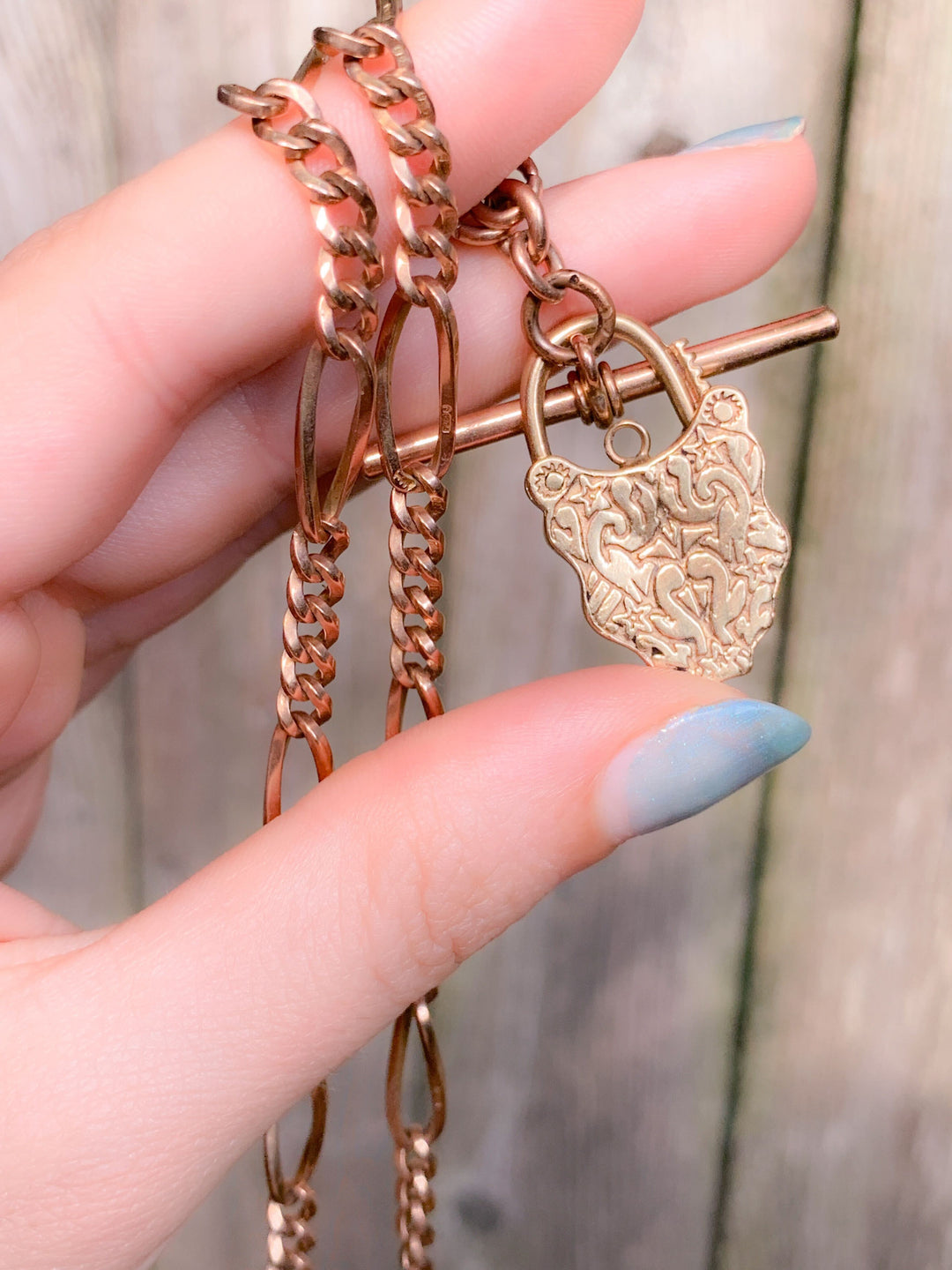 15k and Sterling Padlock with Garnet Cabochon
