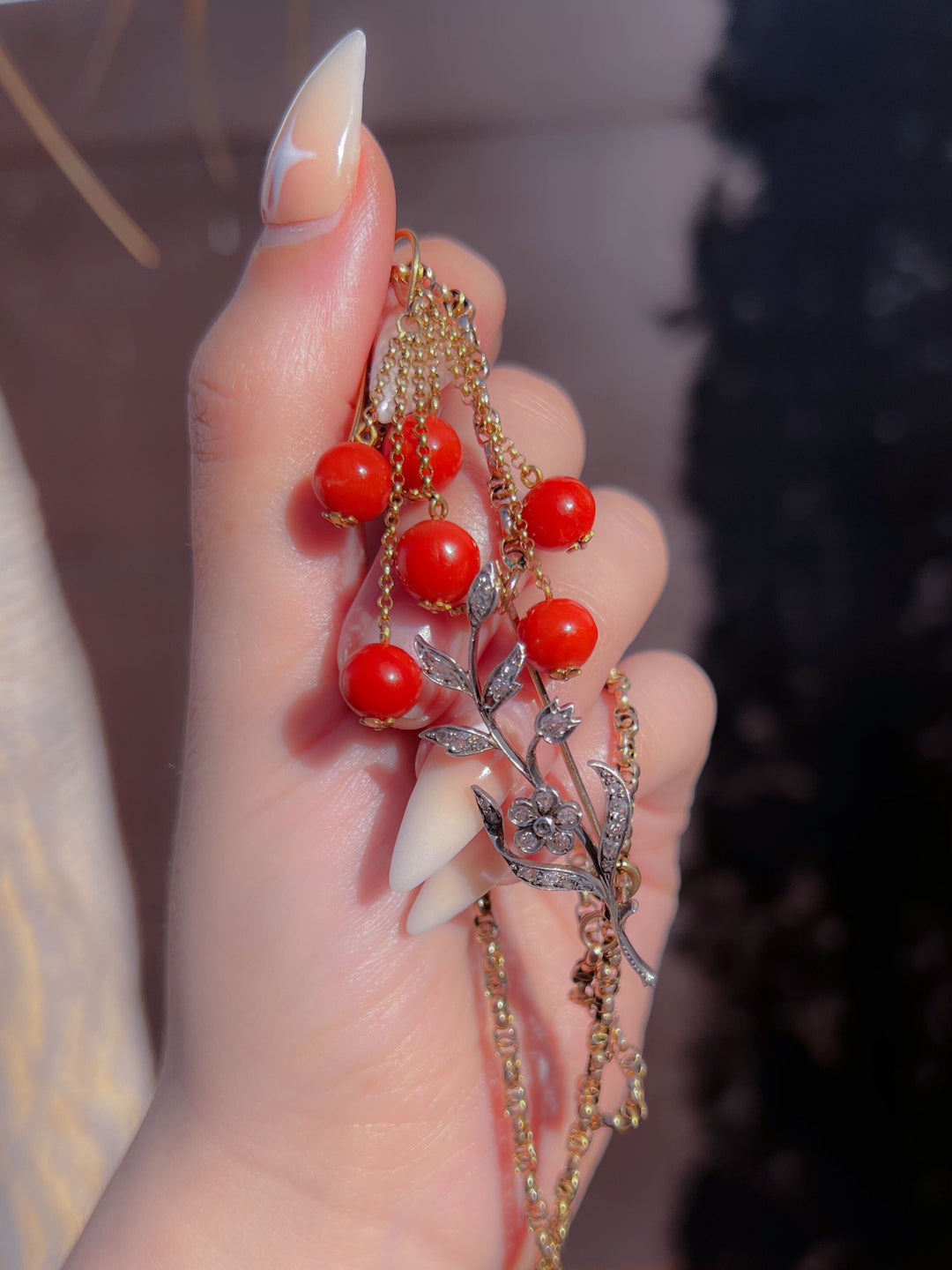 Incredible Coral Bauble Earrings in 15k