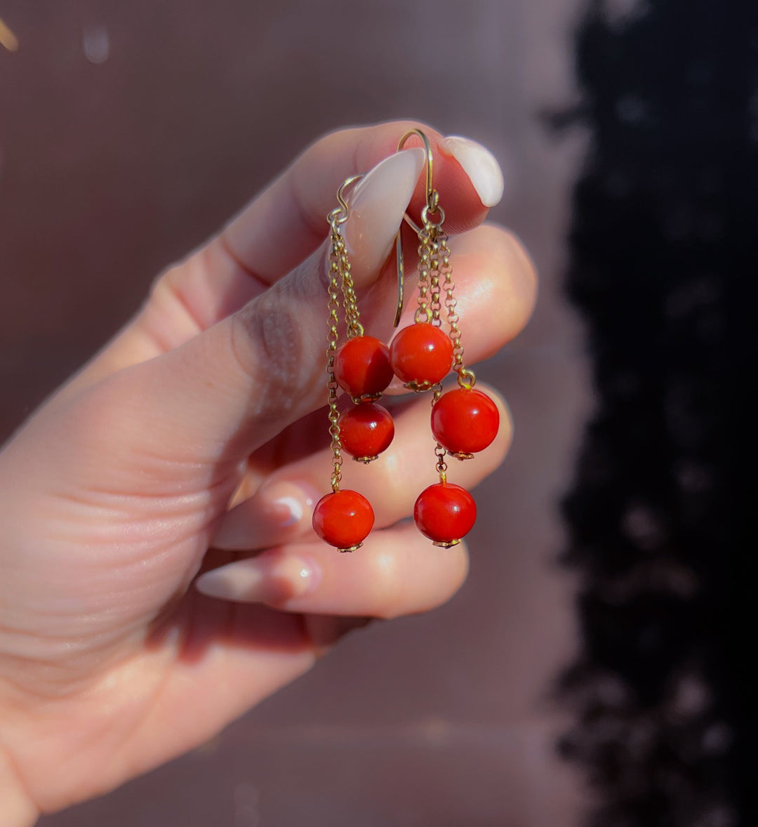 Incredible Coral Bauble Earrings in 15k