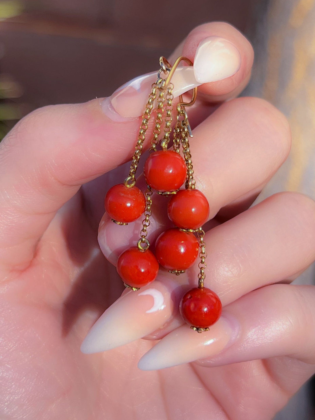 Incredible Coral Bauble Earrings in 15k