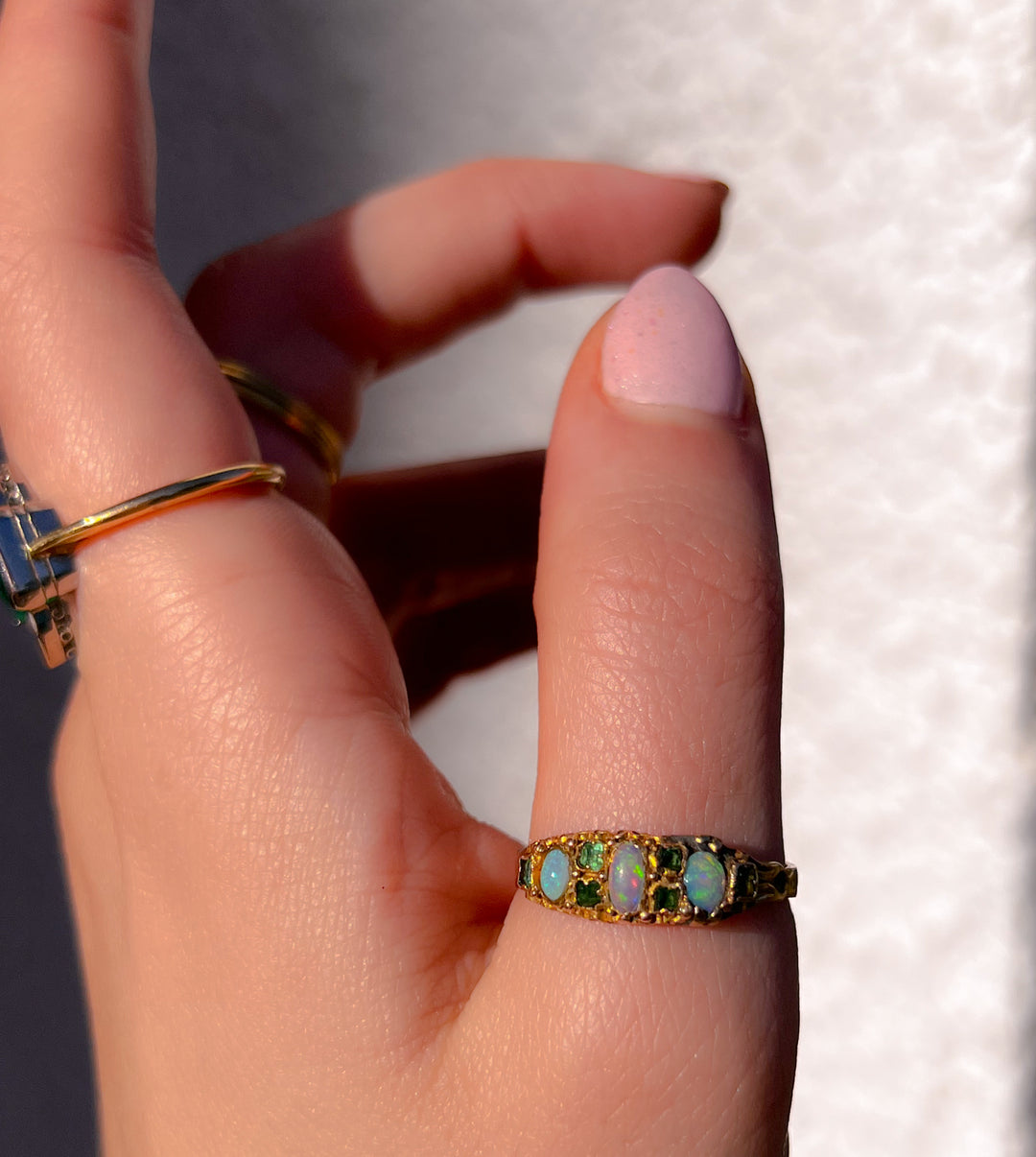 A Superb Victorian 15ct Emerald And Opal Ring