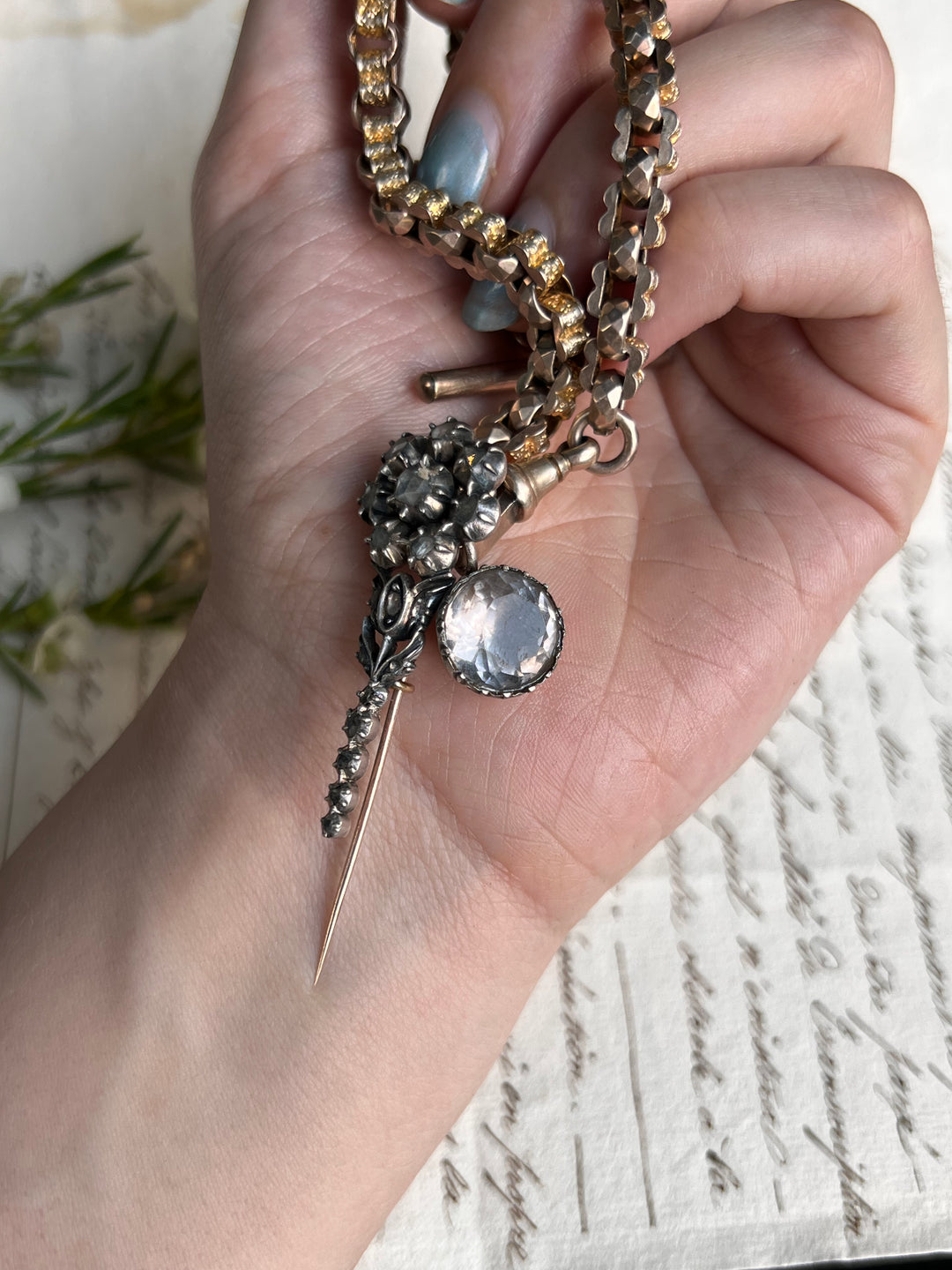 Gorgeous Georgian "Diamond" Paste Conversion Pendant in Sterling