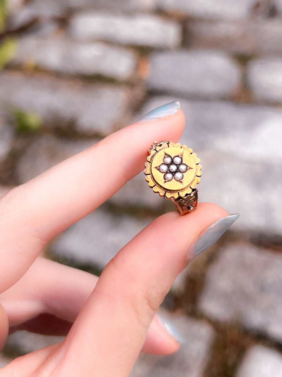 American 14k Pearl Conversion Ring Circa 1880