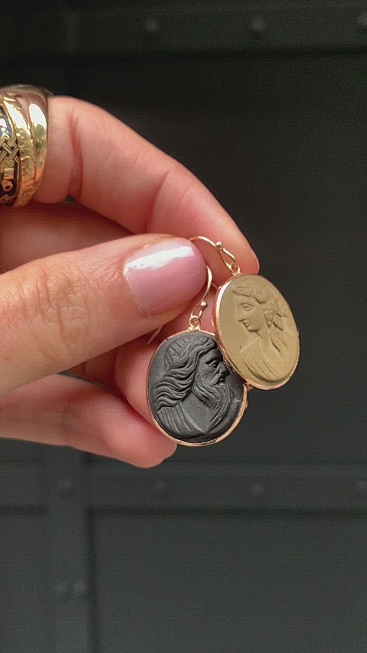 19th Century Lava Grand Tour Earrings