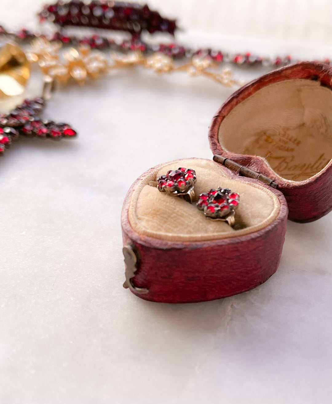 Sweet Garnet Earrings Circa 1880 *Include LUSH goodie*