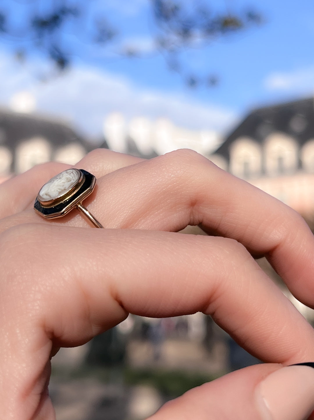 Outstanding Victorian Cameo And Enamel Ring in 9ct