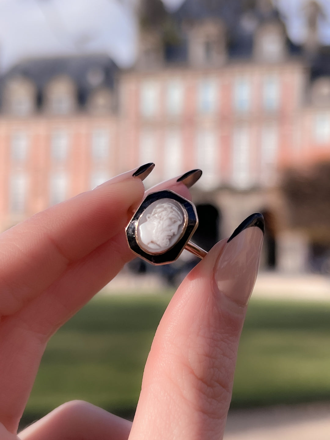 Outstanding Victorian Cameo And Enamel Ring in 9ct