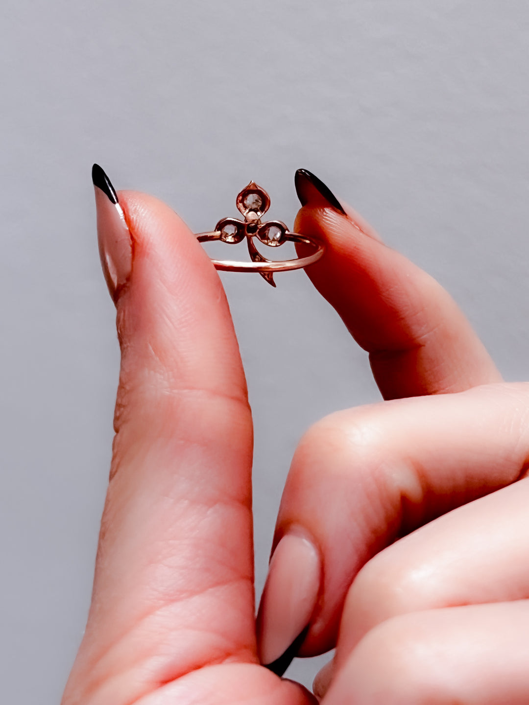 Superb 19th C French Conversion Diamond Clover Ring
