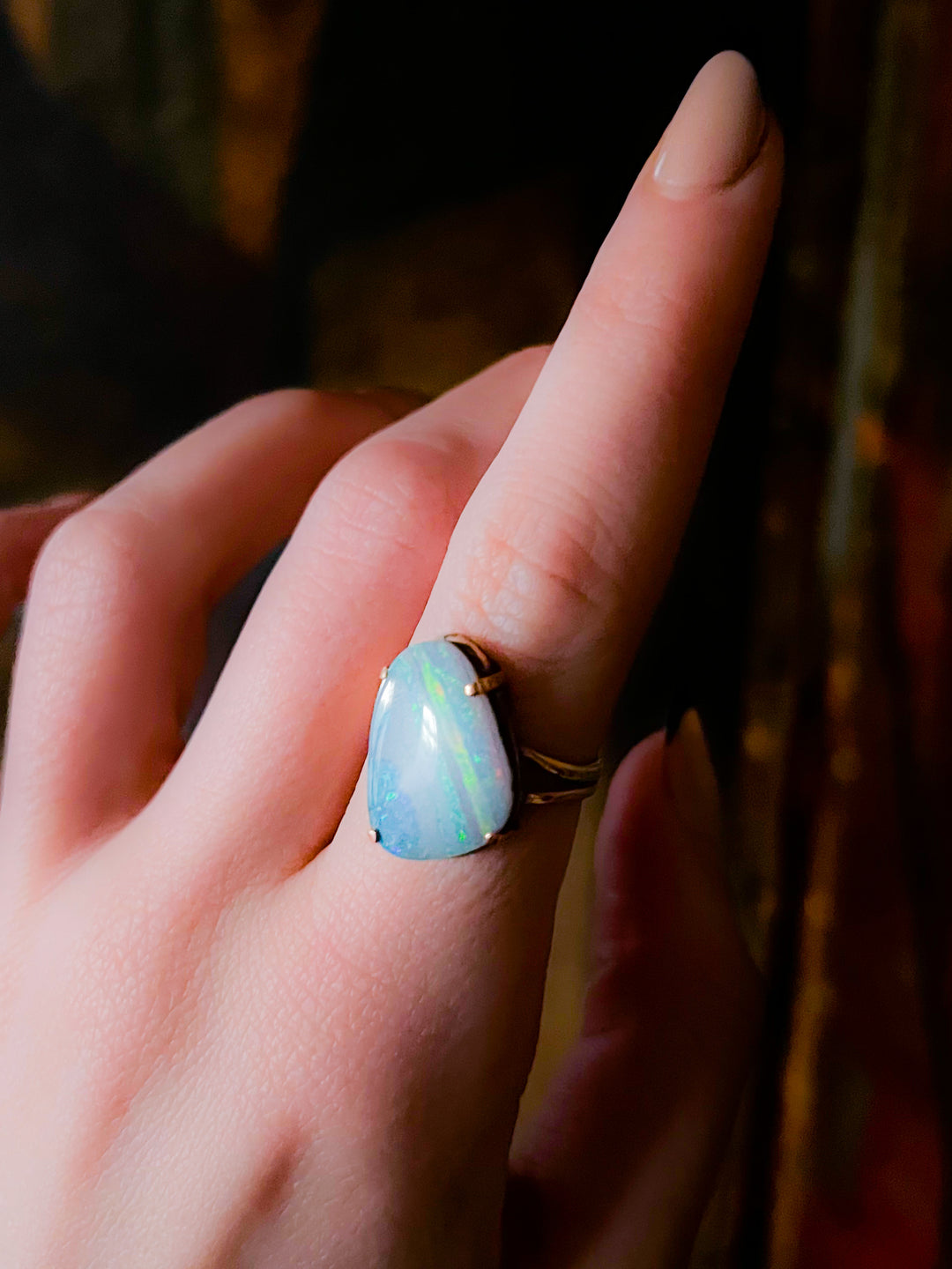 Outstanding Boulder Opal Ring in 14k Circa 1970