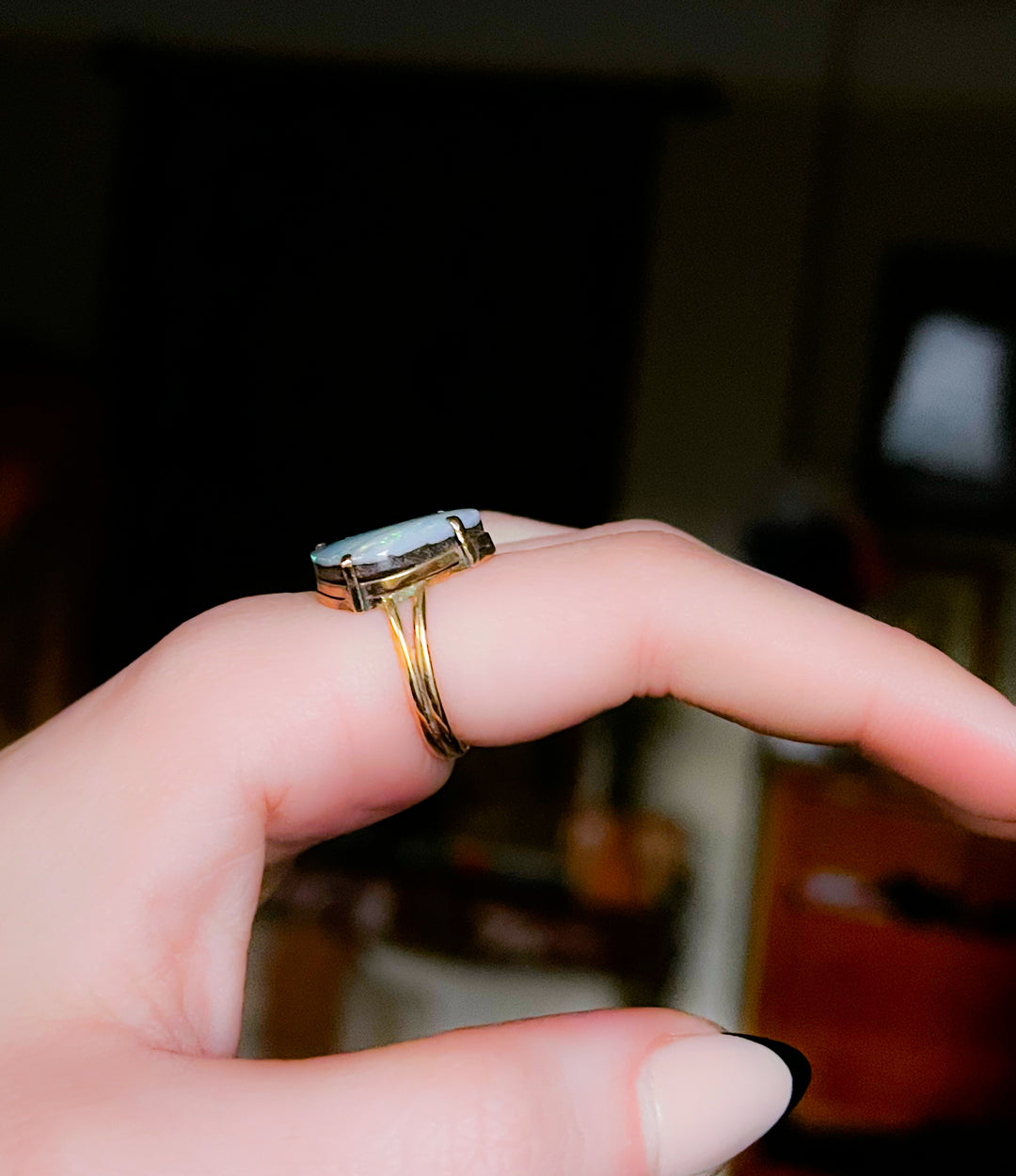 Outstanding Boulder Opal Ring in 14k Circa 1970