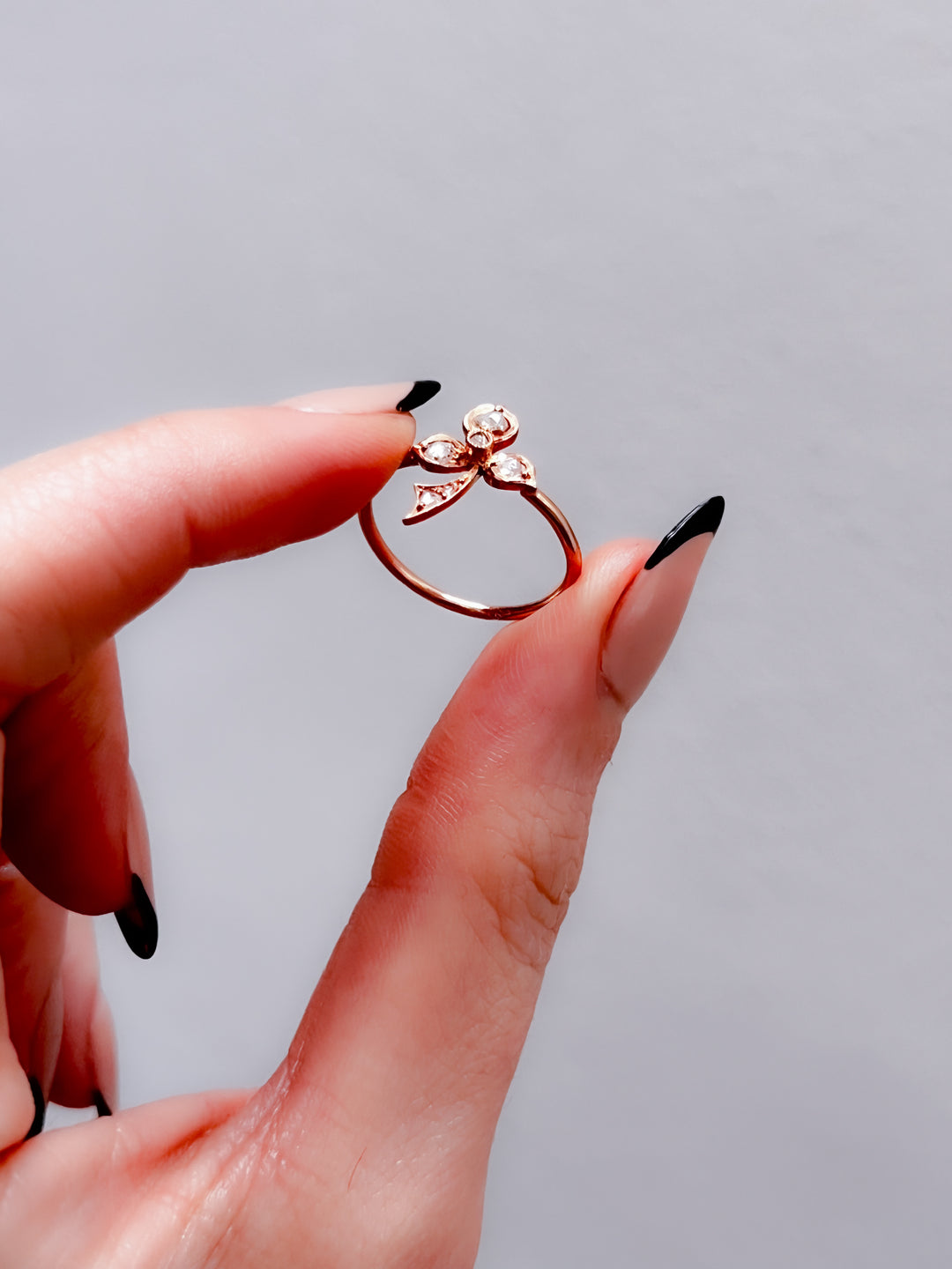 Superb 19th C French Conversion Diamond Clover Ring