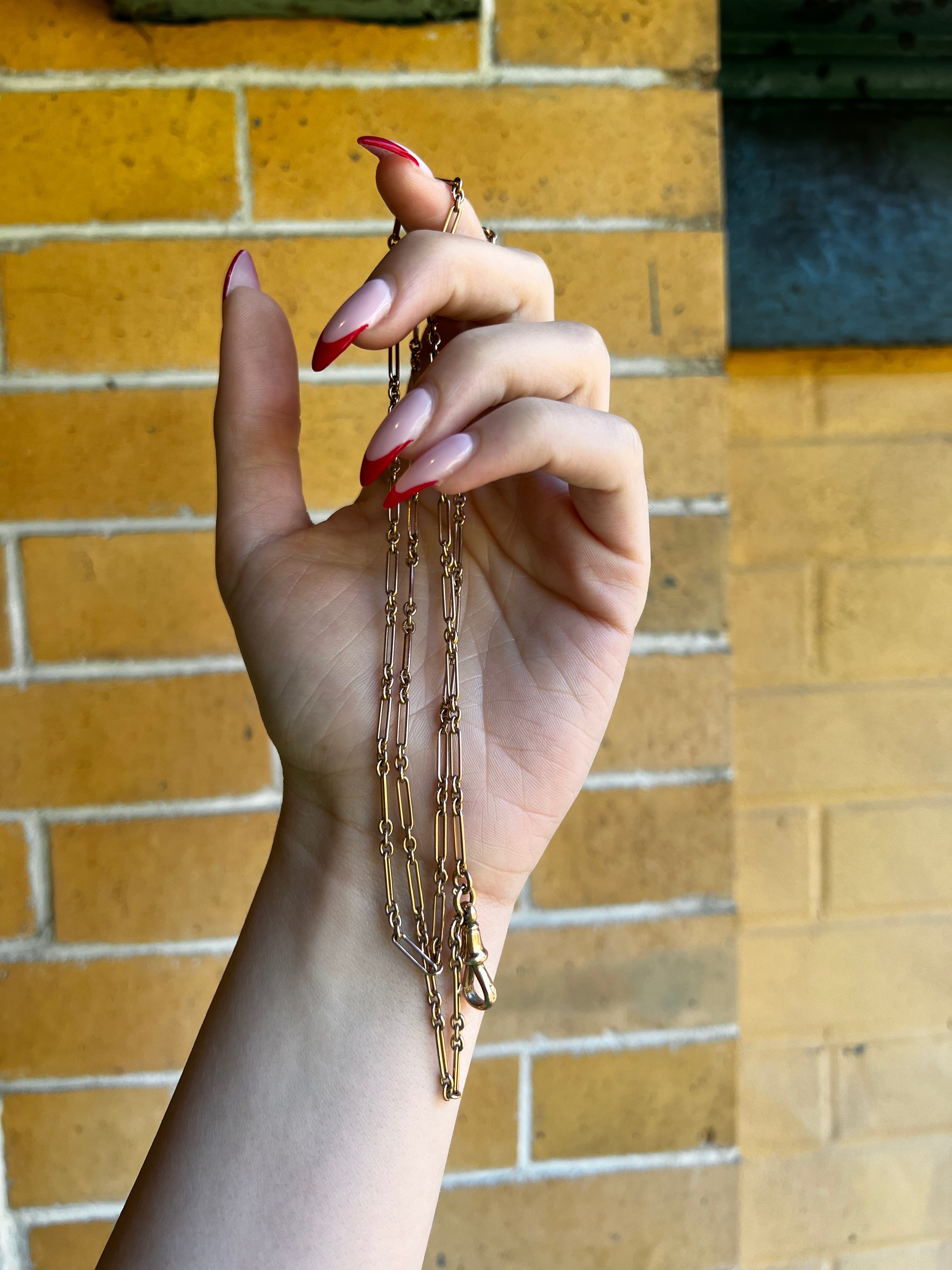 Delightful 9k Victorian Mid-Guard Chain with Dog Clip