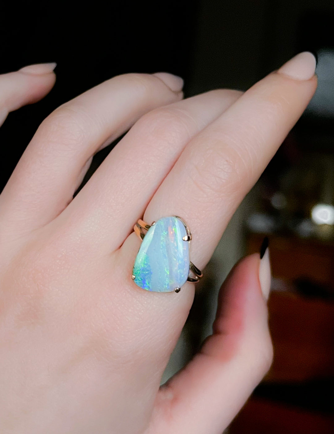 Outstanding Boulder Opal Ring in 14k Circa 1970