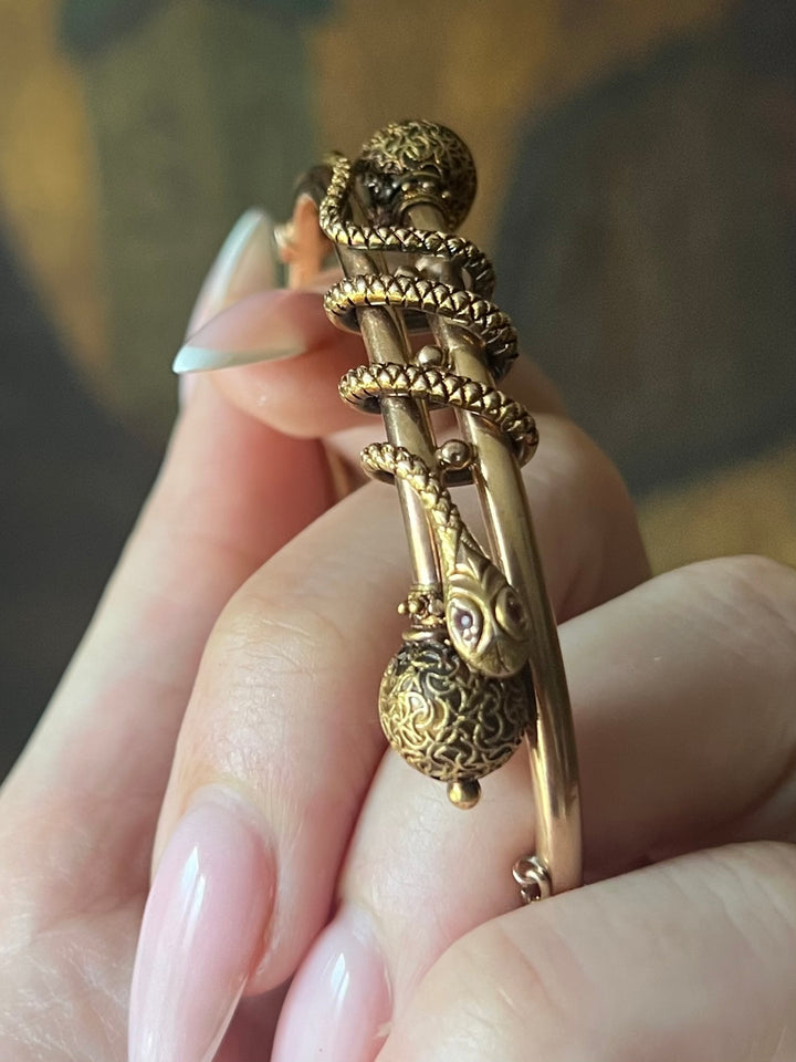 American Archaeological Revival “Bijoux à Cléopâtre” Snake Bangle C. 1870