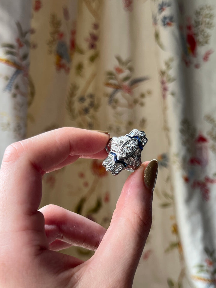 Delicate Art Deco 18k and Diamond Ring