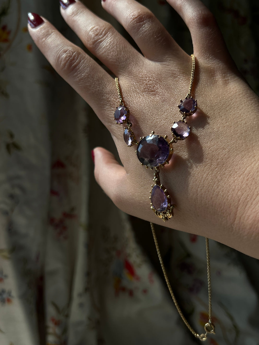 Amethyst Princess Necklace in 18ct Gold