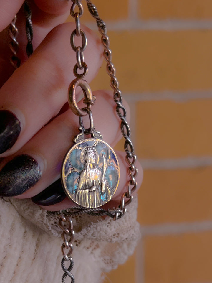 Rare French Plique-A-Jour Medallion of Joan of Arc