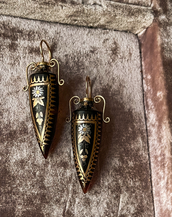 Outstanding Pair of 15ct Archaeological Revival Amphorae Earrings
