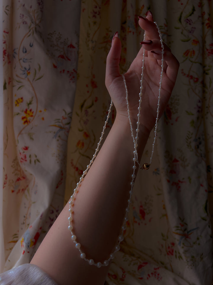 38” Pearl Long Guard Strand with Seed Pearl Spacing