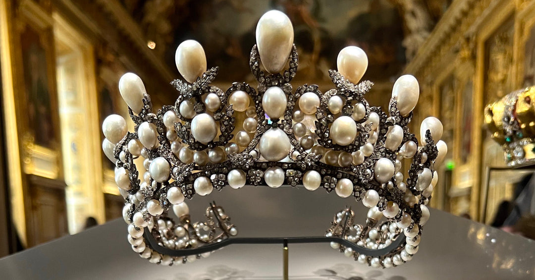 Splendid Napoleon III Period Natural Pearl Drop Brooch 6.11ctw Diamonds GIA Certified