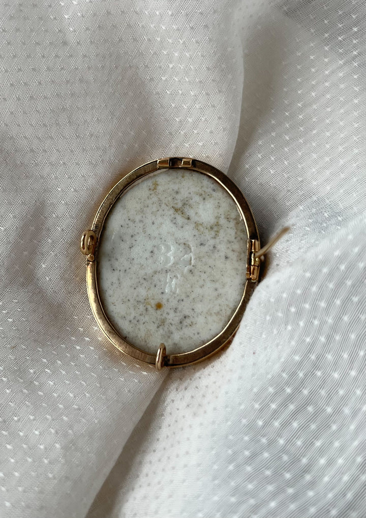 Porcelain Portrait of a Young Girl Wearing Pearls