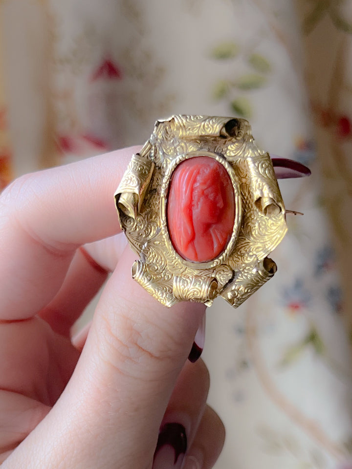 Rare Napoleonic Period French Coral Cameo