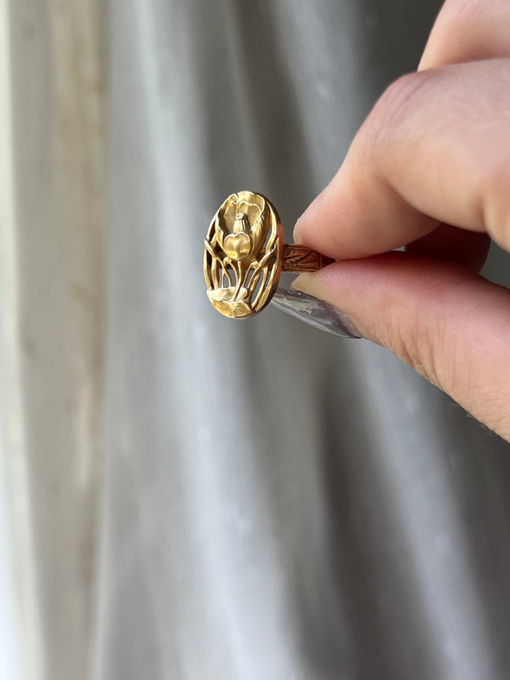 Remarkable Art Nouveau Poppy Ring