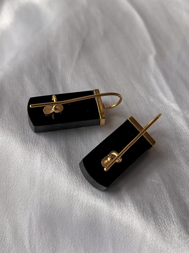 Gorgeous Onyx and Pearl Victorian Geometric Conversion Earrings