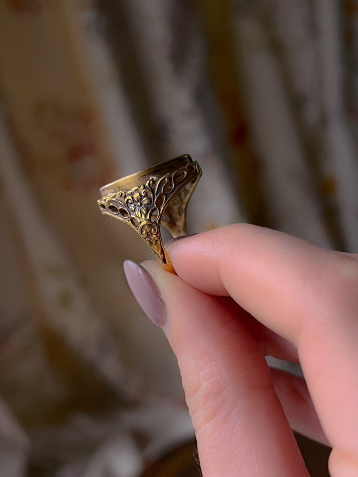 Enamel Portrait Ring of Young Girl Circa 1860