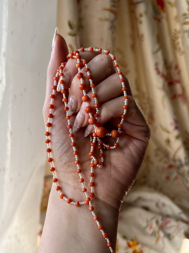 42” Pearl and Coral Long Guard Strand