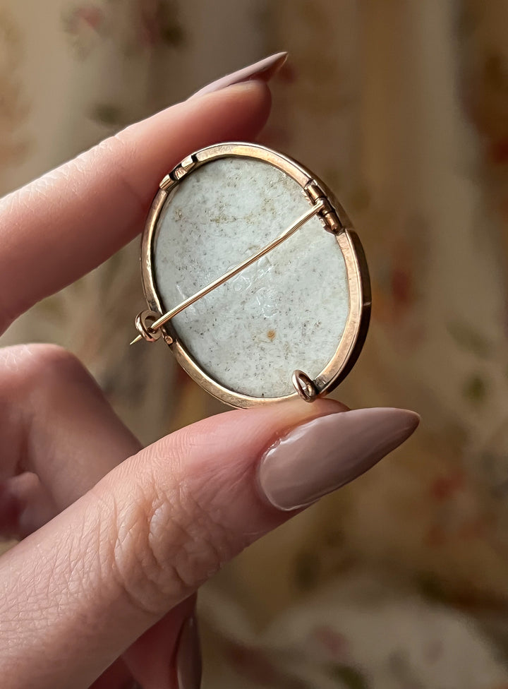 Porcelain Portrait of a Young Girl Wearing Pearls