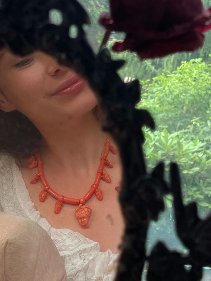 19th Century Sicilian Coral Necklace of Persephone and the Maenads