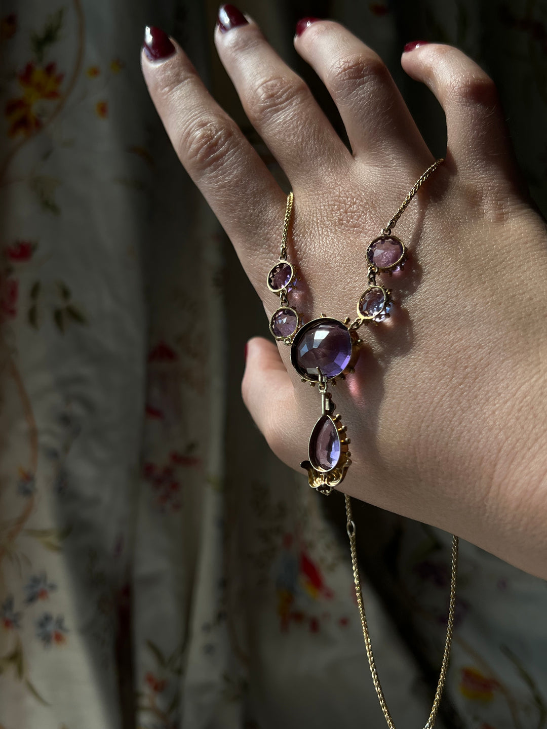 Amethyst Princess Necklace in 18ct Gold