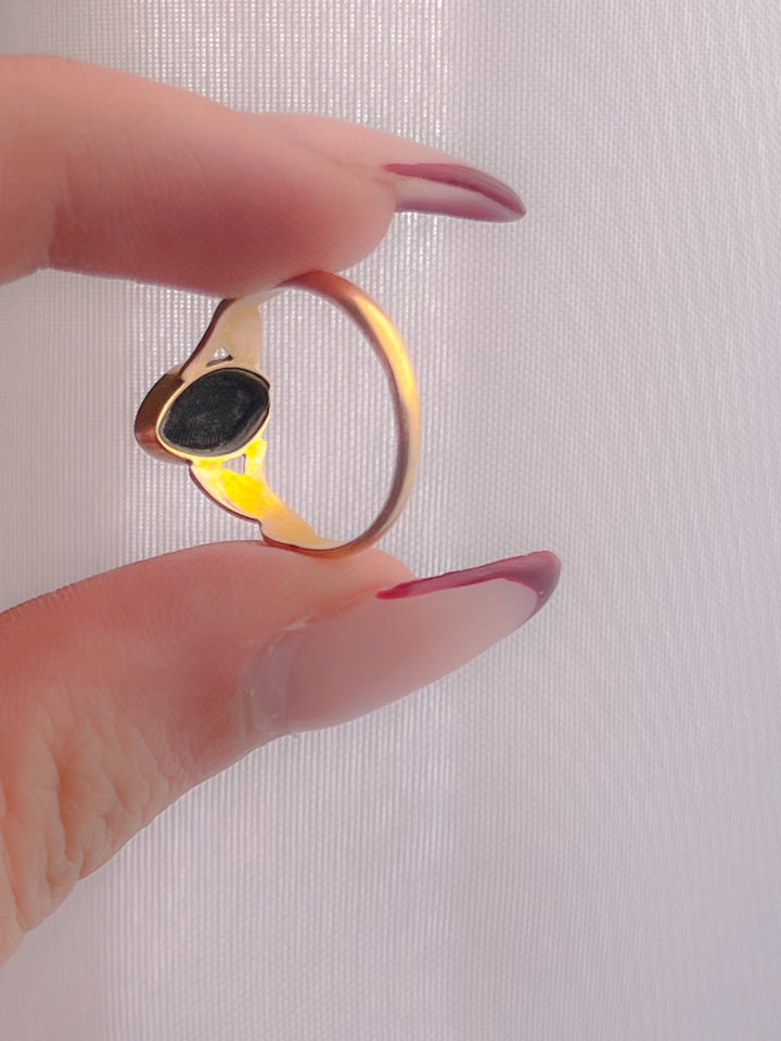 15ct Victorian Gothic Enamel and Pearl Cross Ring