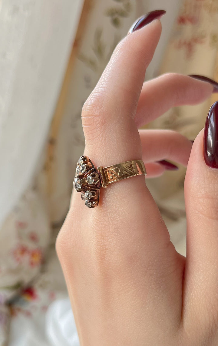 *HOLD FOR E* Darling 14ct Victorian Diamond Quatrefoil Diamond Navette Ring