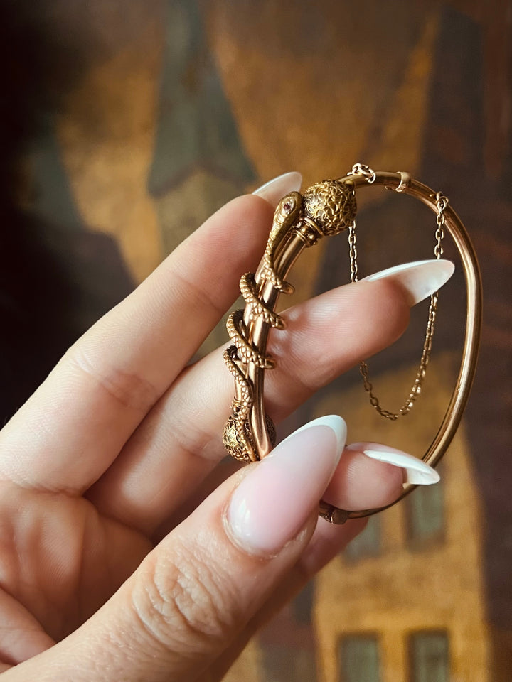 American Archaeological Revival “Bijoux à Cléopâtre” Snake Bangle C. 1870