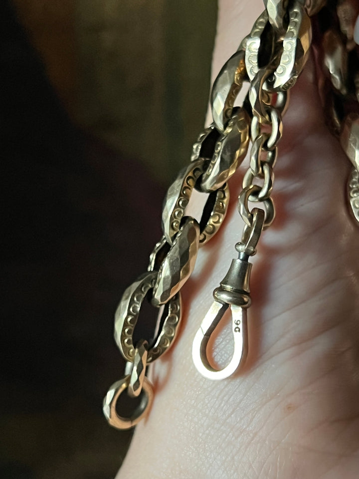 Archaeological Revival Faceted Link Chain C. 1870