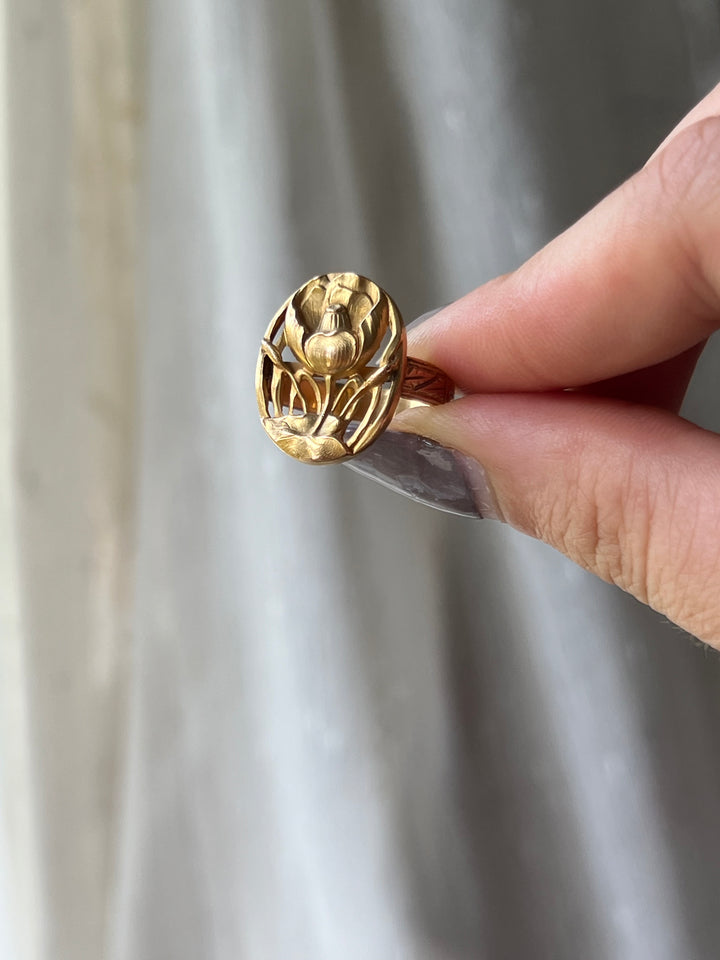 Remarkable Art Nouveau Poppy Ring
