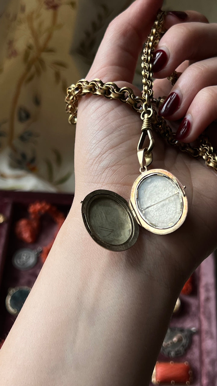 Outstanding Victorian Enamel Locket of Floral Vista