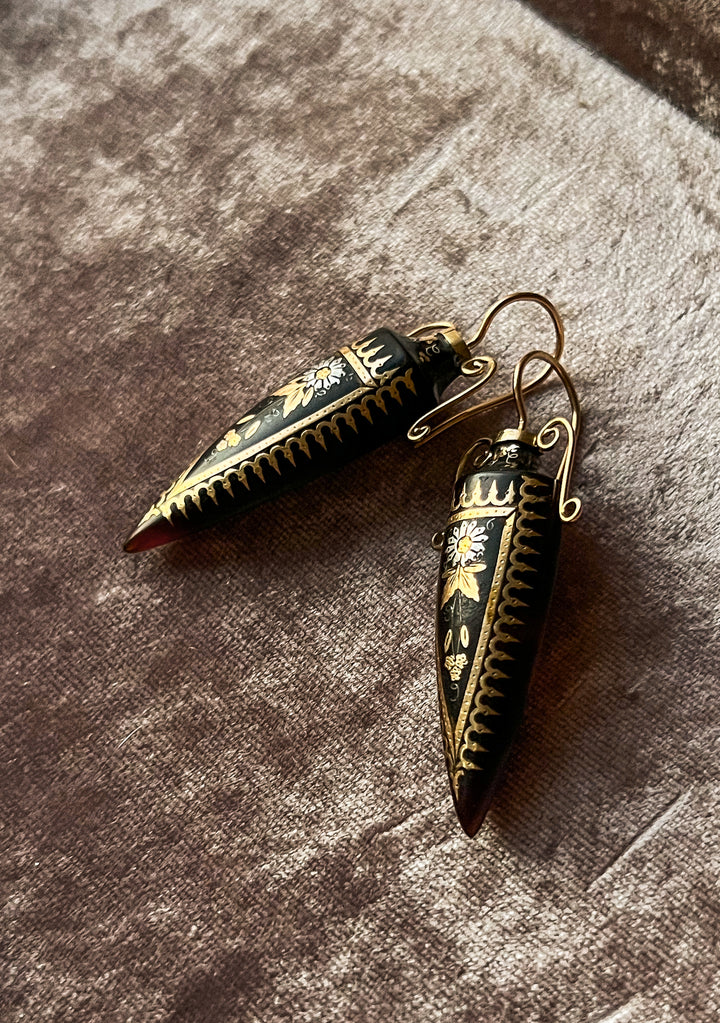 Outstanding Pair of 15ct Archaeological Revival Amphorae Earrings